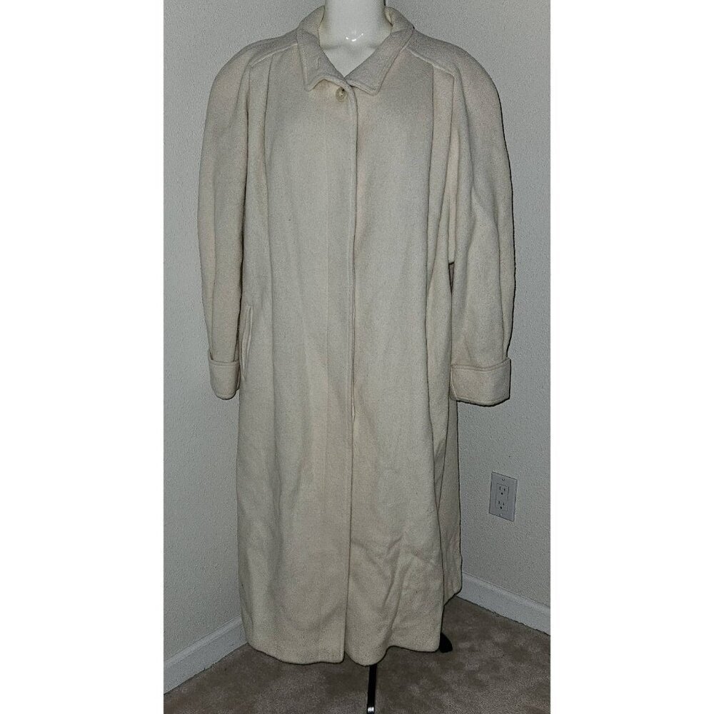 Ashley Scott Ivory Long Jacket Coat Wool Blend Lined Approx 2X? 3X? (wrinkled)